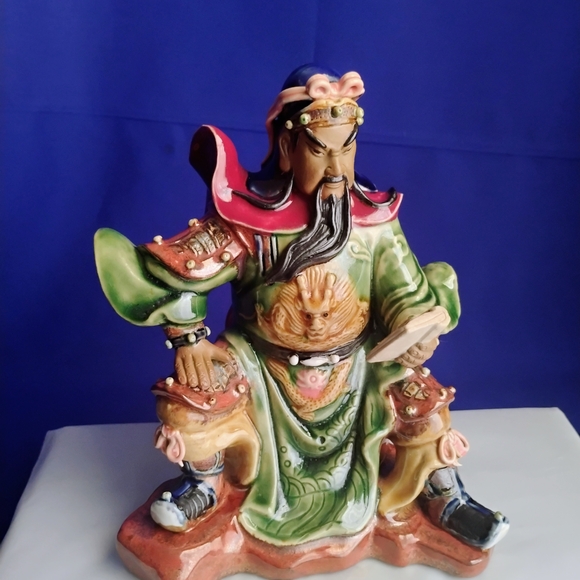 GUAN YU General Figurine Shiwan Ware Pottery